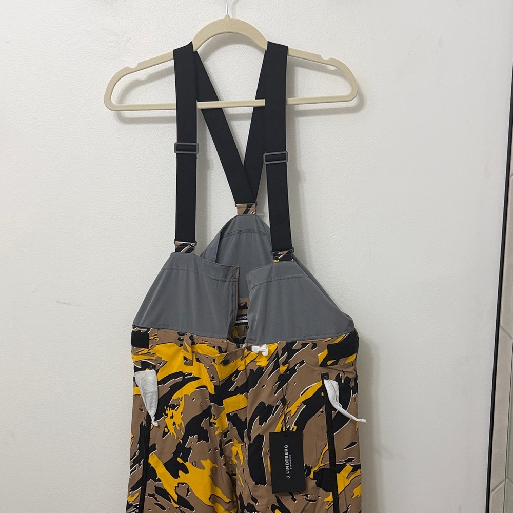 NWT J.Lindeberg Yellow Tan Black Camo Ski Bib \ boarding Pants